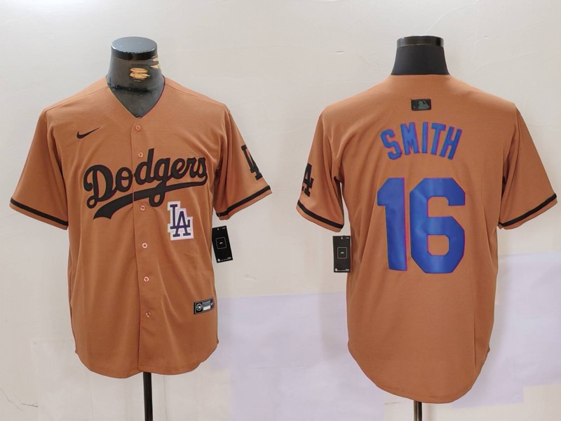 Men Los Angeles Dodgers #16 Smith army green joint name 2024 Nike MLB Jersey style 6->customized mlb jersey->Custom Jersey